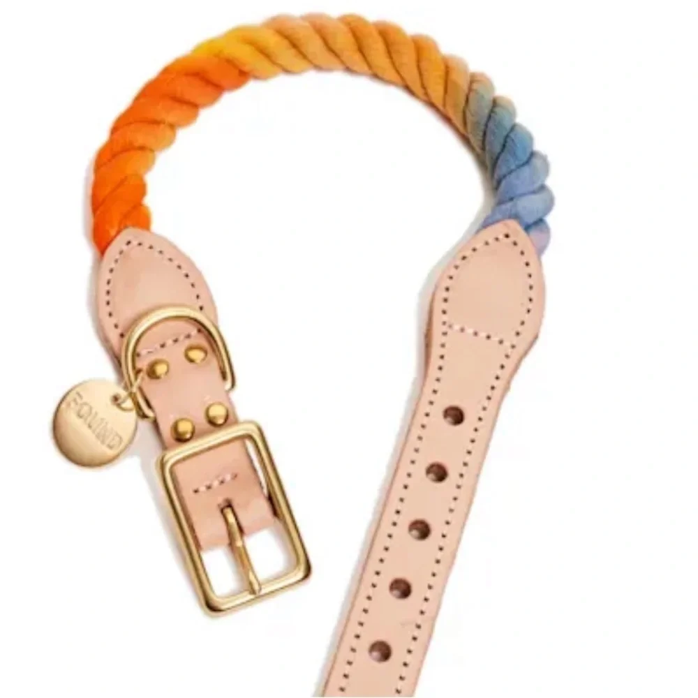 NWT Found My Animal Rope Leather Collar S & M